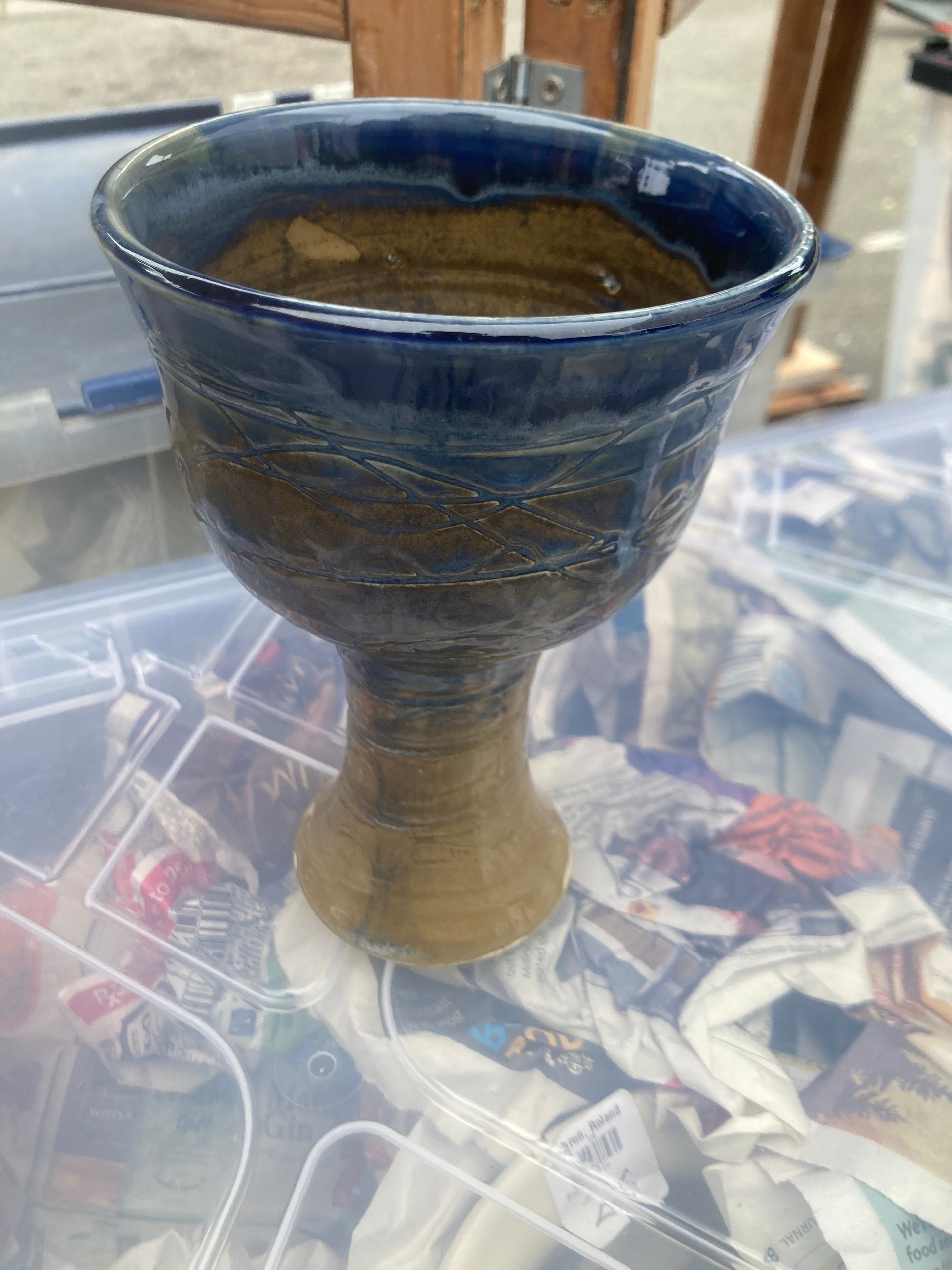 Chalice Vessel — Blue & Earth by Roland Lebrun
